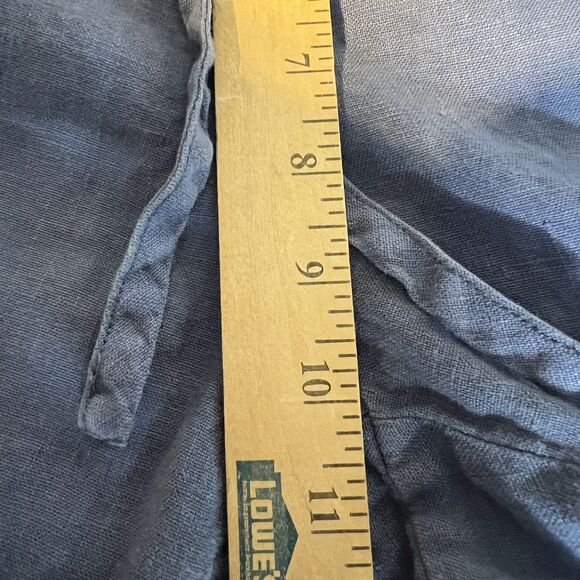 Pure J Jill 100% Linen Pants L Blue Straight Leg Relaxed Lagenlook Beach Cruise - Picture 8 of 10